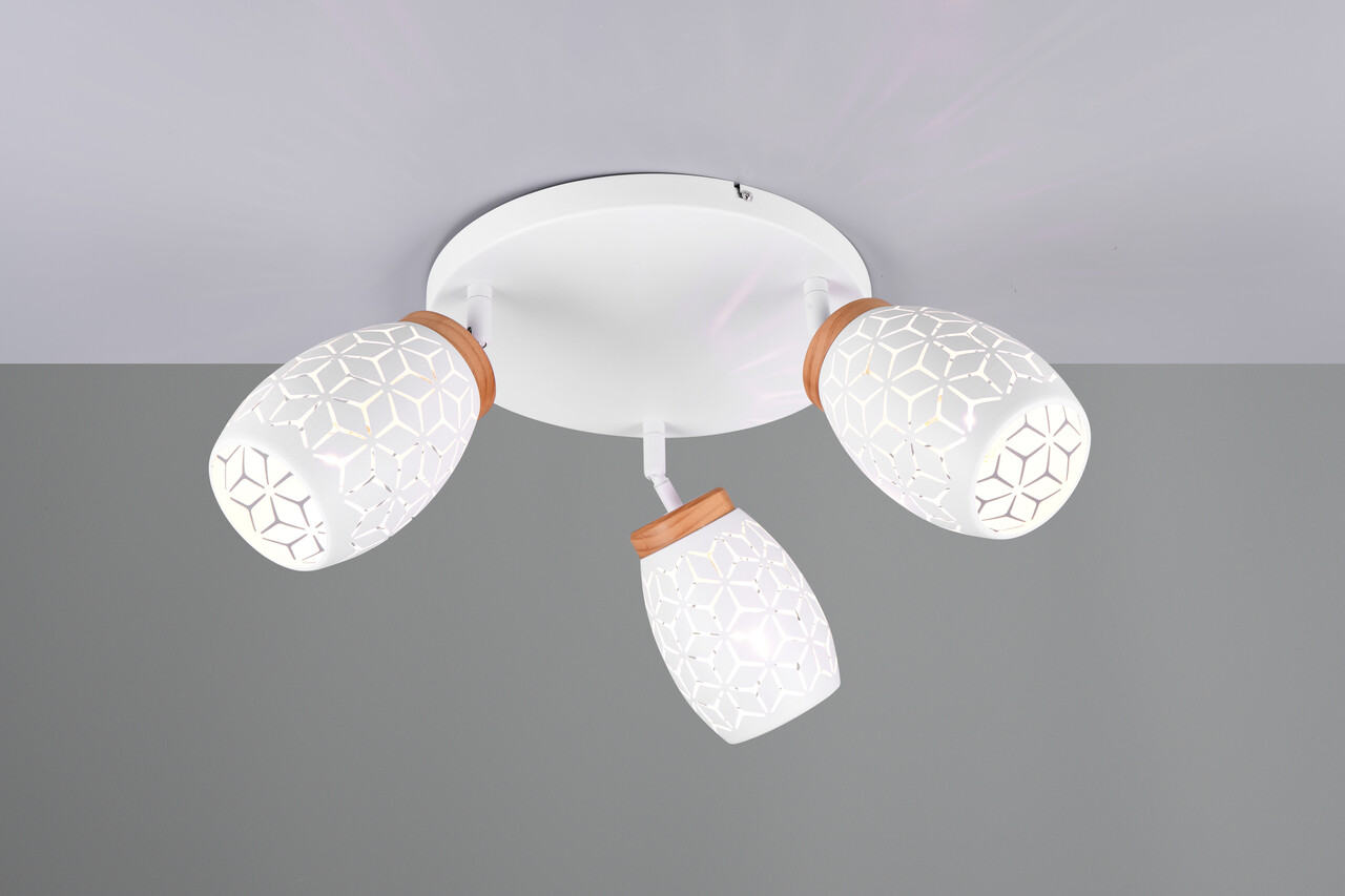 Plafoniera Bidar, RL, 58x27 cm, 10W, 3x E14, metal, alb mat/natur - imagine 4
